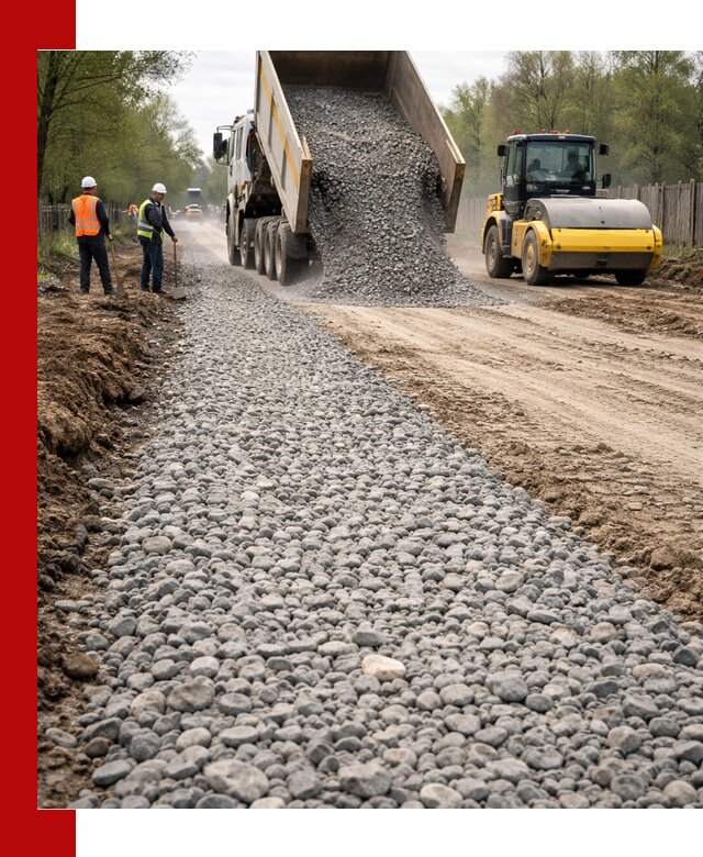 Доставка щебня для отсыпки дорог в Геленджике высокого качества