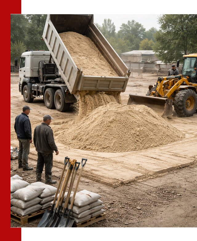 Доставка мытого песка в Геленджике с самосвалами по выгодной цене