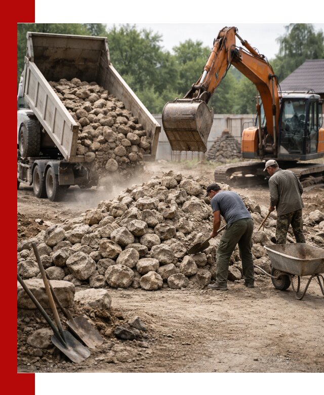 Доставка и разгрузка бутового камня в Геленджике