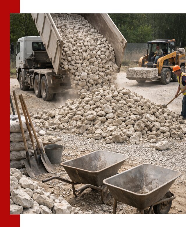 Доставка и продажа бутового известнякового камня в Геленджике