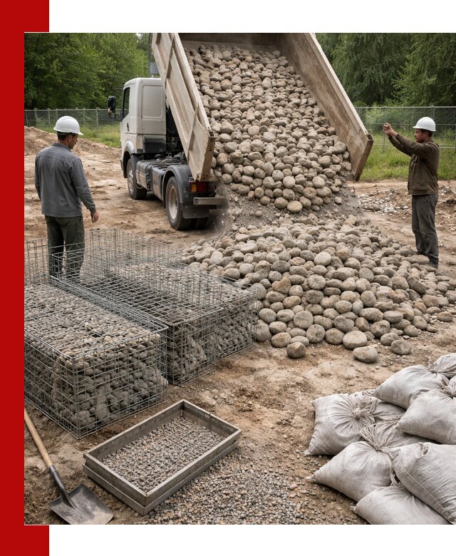 Камень для габионов фракция 70–151 в Геленджике