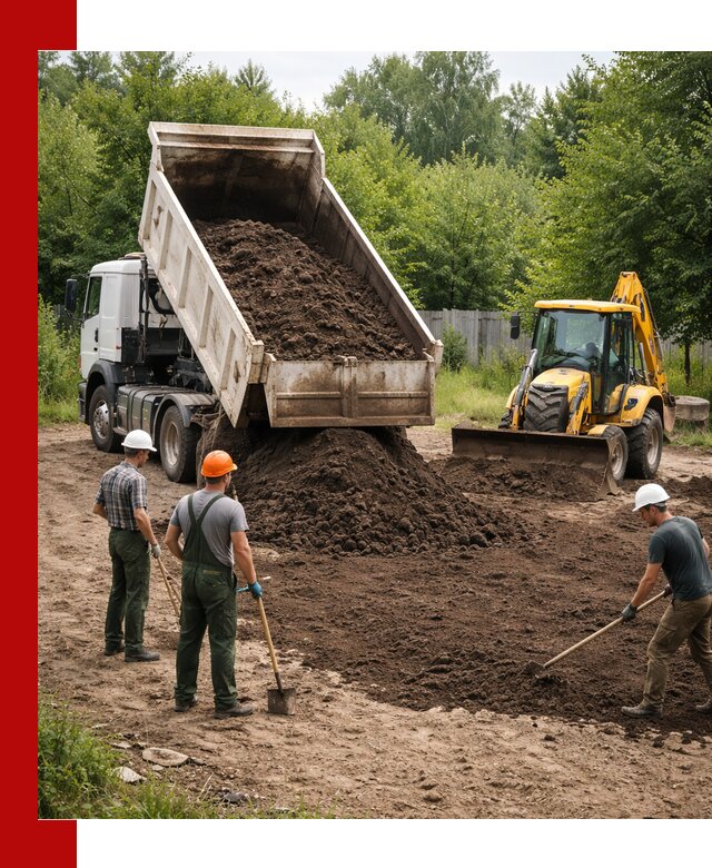 Доставка и укладка грунта для выравнивания участка в Геленджике