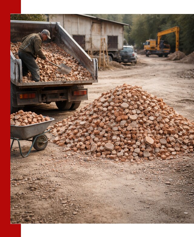 Доставка и подушка из боя кирпича с разгрузкой в Геленджике