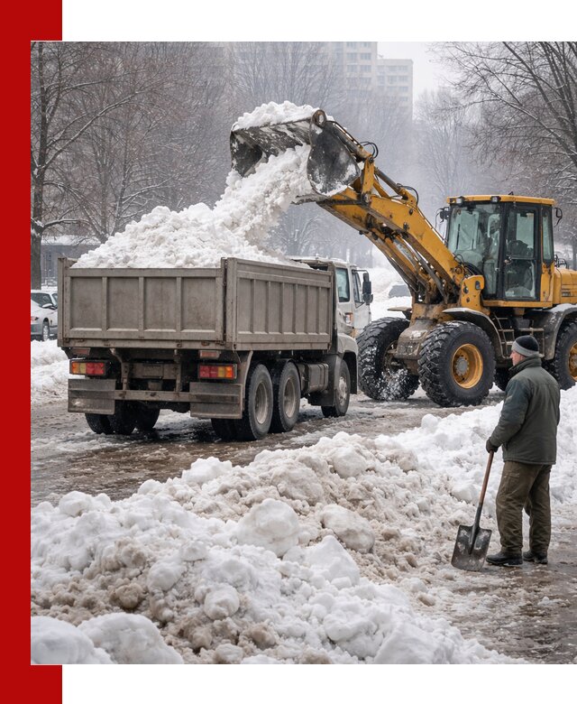 Вывоз снега грузовой техникой в Геленджике оперативно и чисто
