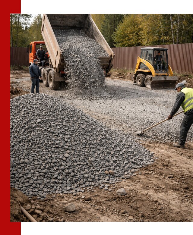 Отсыпка участка щебнем с доставкой и уплотнением в Геленджике